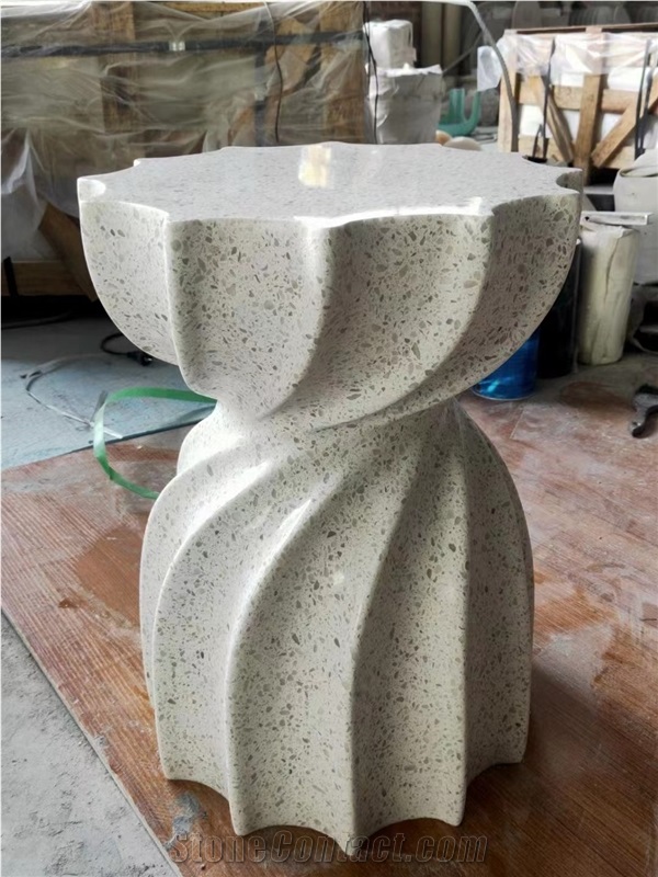 Panda White Marble Stone Side Stool