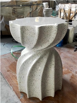 Panda White Marble Stone Side Stool