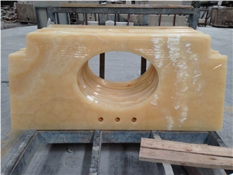 Prefab Orange Onyx Bathroom Vanity Countertop