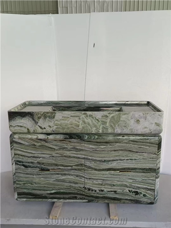 Silver Travertine Dining Table With Round Corner