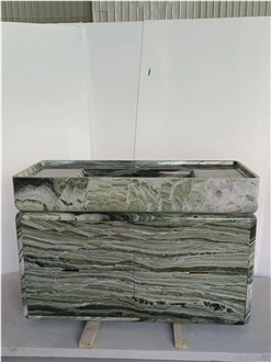 Silver Travertine Dining Table With Round Corner