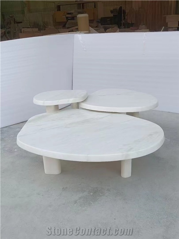 Silver Travertine Dining Table With Round Corner