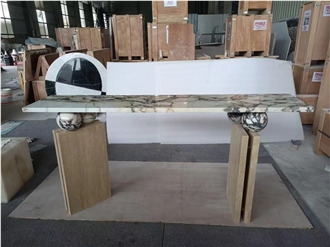 Travertine And Marble Combined Furniture Stone Tables
