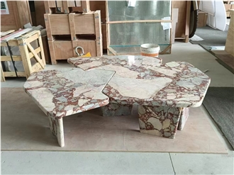 Travertine And Marble Combined Furniture Stone Tables