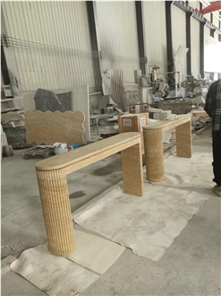 Travertine And Marble Combined Furniture Stone Tables