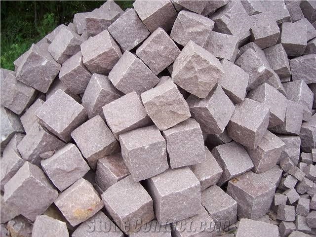 Manga Red Granite Cubes, Cobble Stones