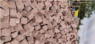 Manga Red Granite Cubes, Cobble Stones