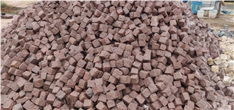 Manga Red Granite Cubes, Cobble Stones