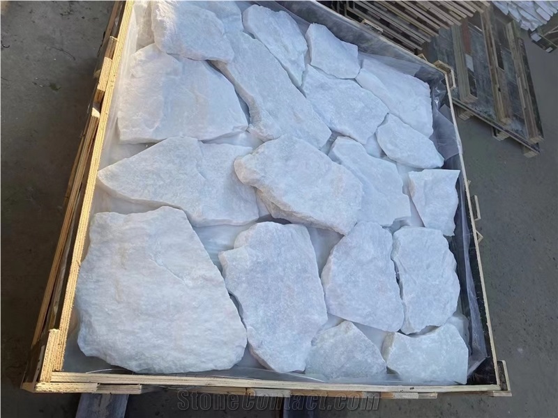 Natural White Marble Fieldstone Irregular Flagstone