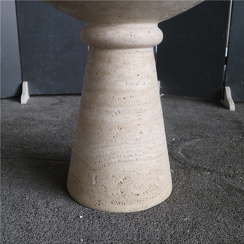 Chess Shape Beige Travertine Side Table