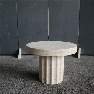Classical Modeling Natural Travertine Round Side Table