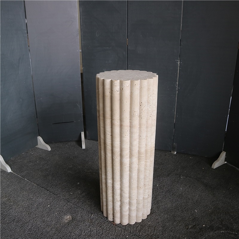 Cylindrical Natural Travertine Display Plinth Furniture