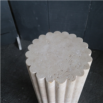 Cylindrical Natural Travertine Display Plinth Furniture