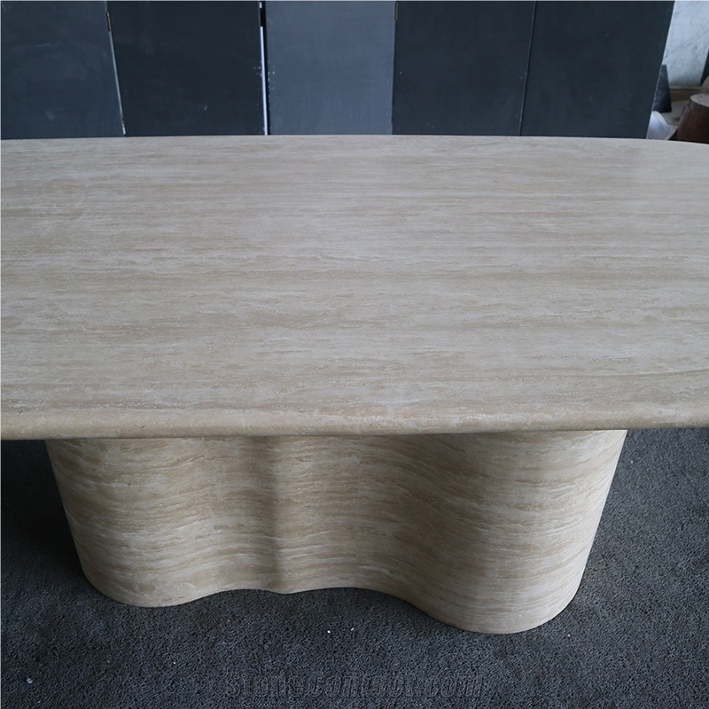 Nordic Oval Travertine Dining Table