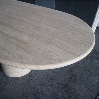 Nordic Oval Travertine Dining Table