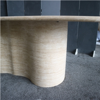 Nordic Oval Travertine Dining Table