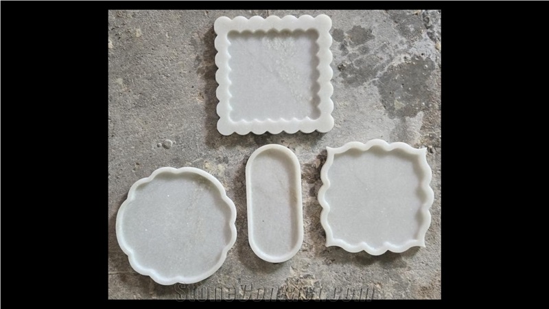 White Marble Trays, Stone Plates