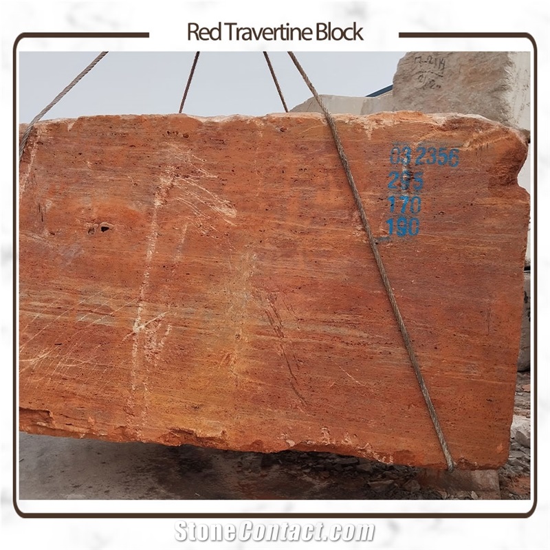 Azarshahr Red Travertine Blocks