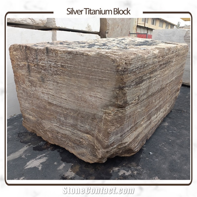 Silver Hesar Titanium Travertine Block
