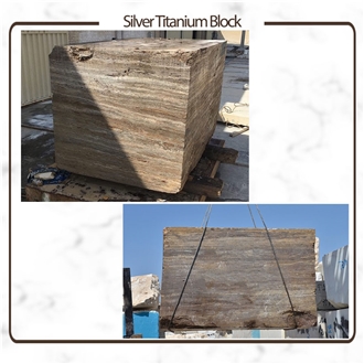 Silver Hesar Titanium Travertine Block