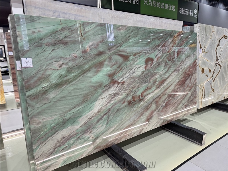 Botanic Green Quartzite Brazilian Polished Slabs For Home Decoration