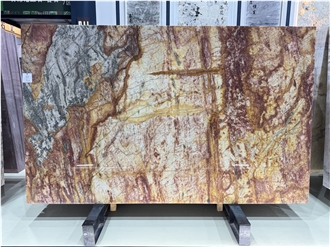 Damask Red Brazil Quartzite Slabs For  Bathroom Wall