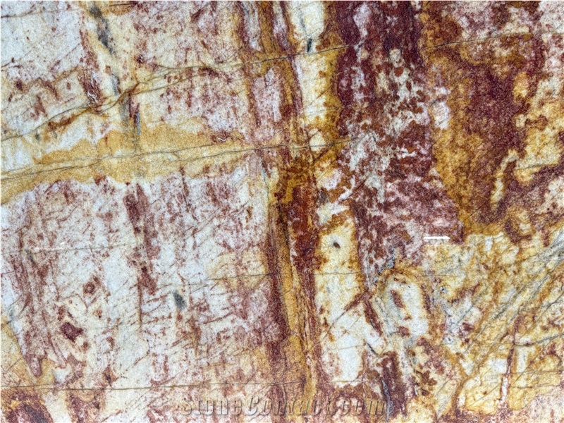 Damask Red Brazil Quartzite Slabs For  Bathroom Wall