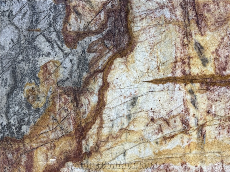 Damask Red Brazil Quartzite Slabs For  Bathroom Wall