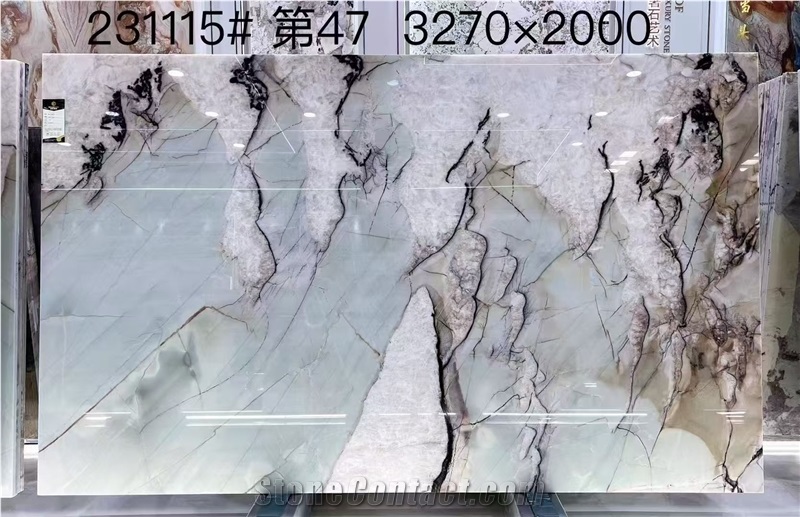 Brazil Pear Blossom Snow Cristallo Tiffany Quartzite Slabs