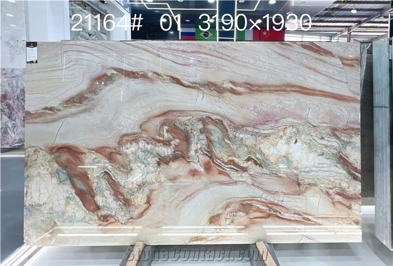 Brazil Rainbow Impression Quartzite Slabs Luxury Wall Tile