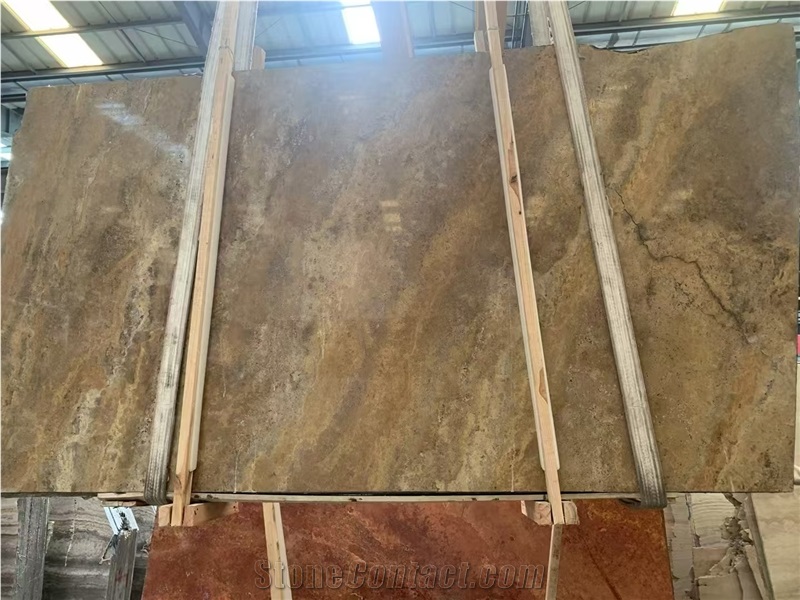 Cross Cut Natural Gold Travertine Slabs