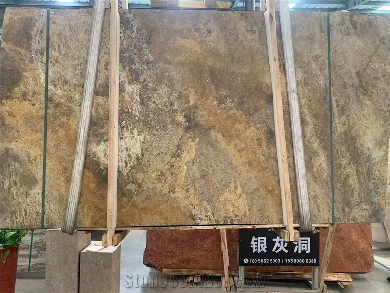 Cross Cut Natural Gold Travertine Slabs