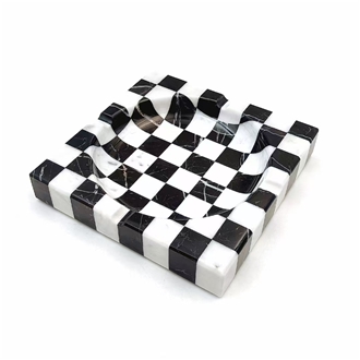 Customized Mixed White And Black Natural Stone Ashtray