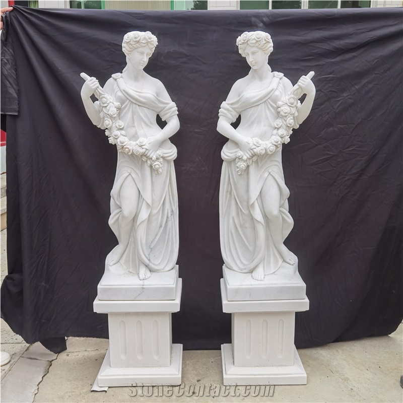 Greek Goddess Angel Religious White Marble Sculptures