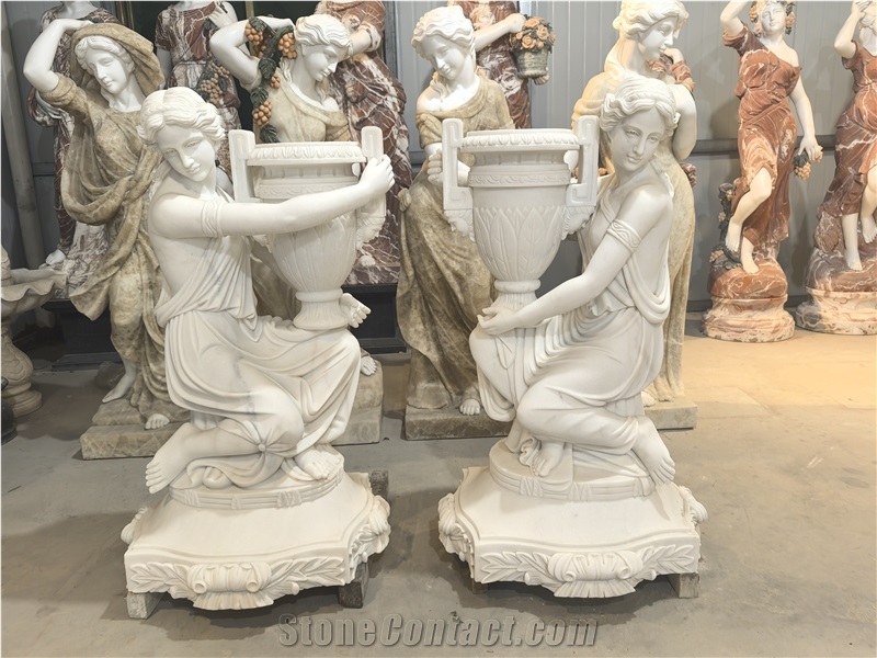 Greek Goddess Angel Religious White Marble Sculptures