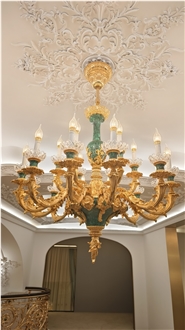 Green Malachite Stone Gold Chandeliers Home Decor Products