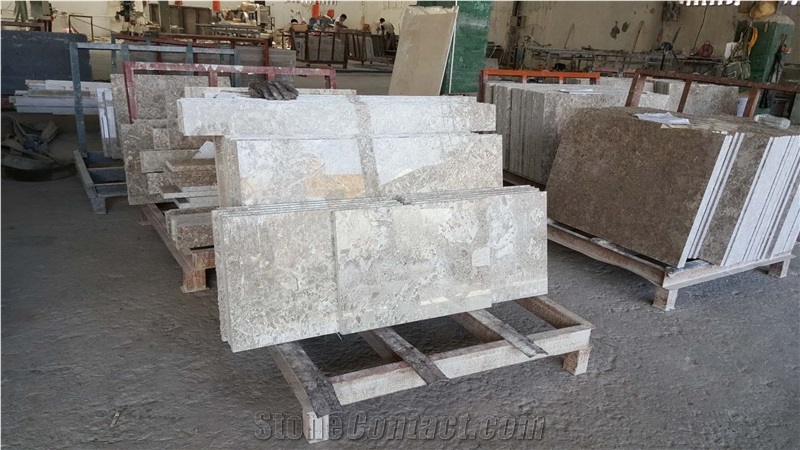 Israel Jerusalem Grey Limestone Slabs Customize Size Honed
