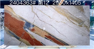 Italy Breche Fantastique Marble Hermes Orange Marble Slabs