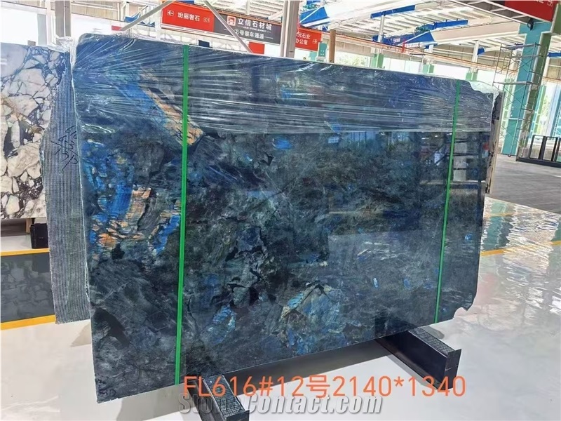 Madagascar Labradorite Blue Granite Slabs Decor Luxury Tile