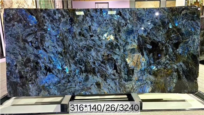Madagascar Labradorite Blue Granite Slabs Decor Luxury Tile