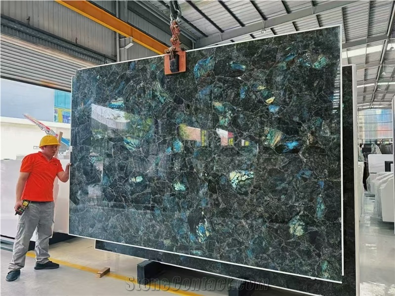 Madagascar Labradorite Blue Granite Slabs Decor Luxury Tile