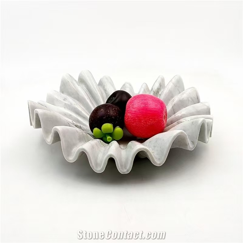 OEM Design Natural Marble Stone Fluted Bowl Key Bowls