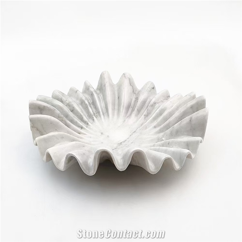 OEM Design Natural Marble Stone Fluted Bowl Key Bowls
