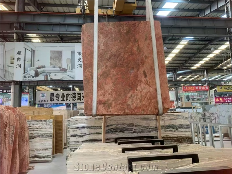 Red Travertine Cross Cut Slab And Tiles