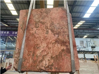 Red Travertine Cross Cut Slab And Tiles