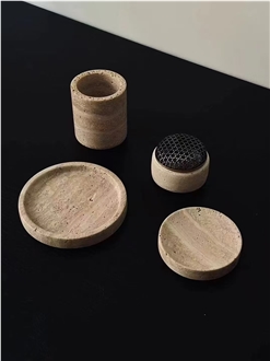 Travertine Bubble Bear Round Storage Tray Stone Plates