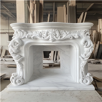 JSY Bianco Carrara Marble Fireplace Mantel
