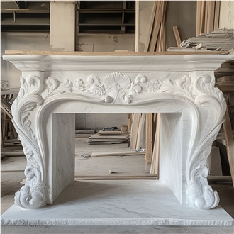 JSY Bianco Carrara Marble Fireplace Mantel