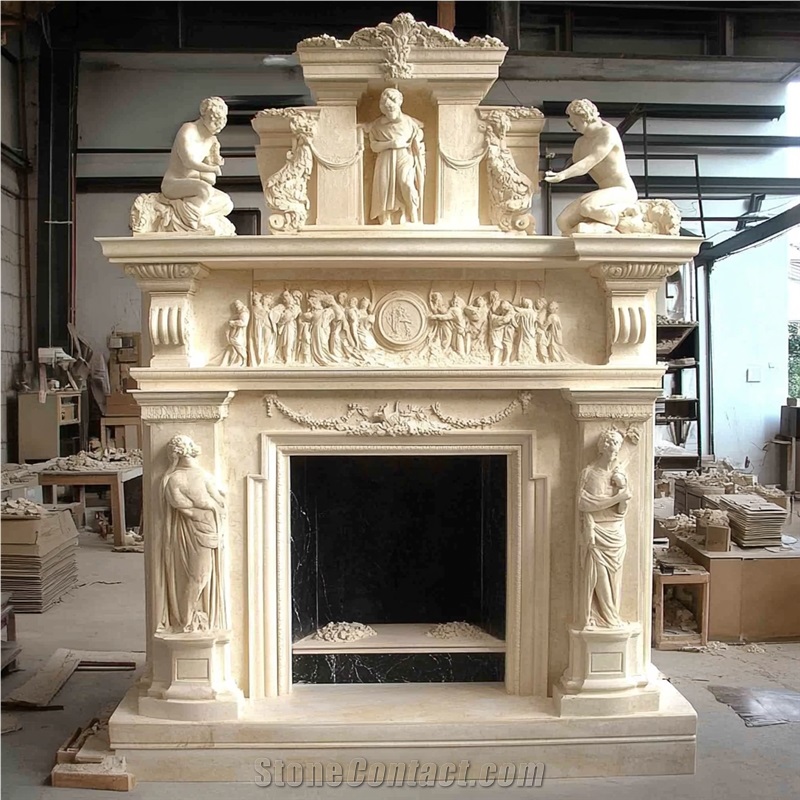 JSY Galala Marble Fireplace Mantel