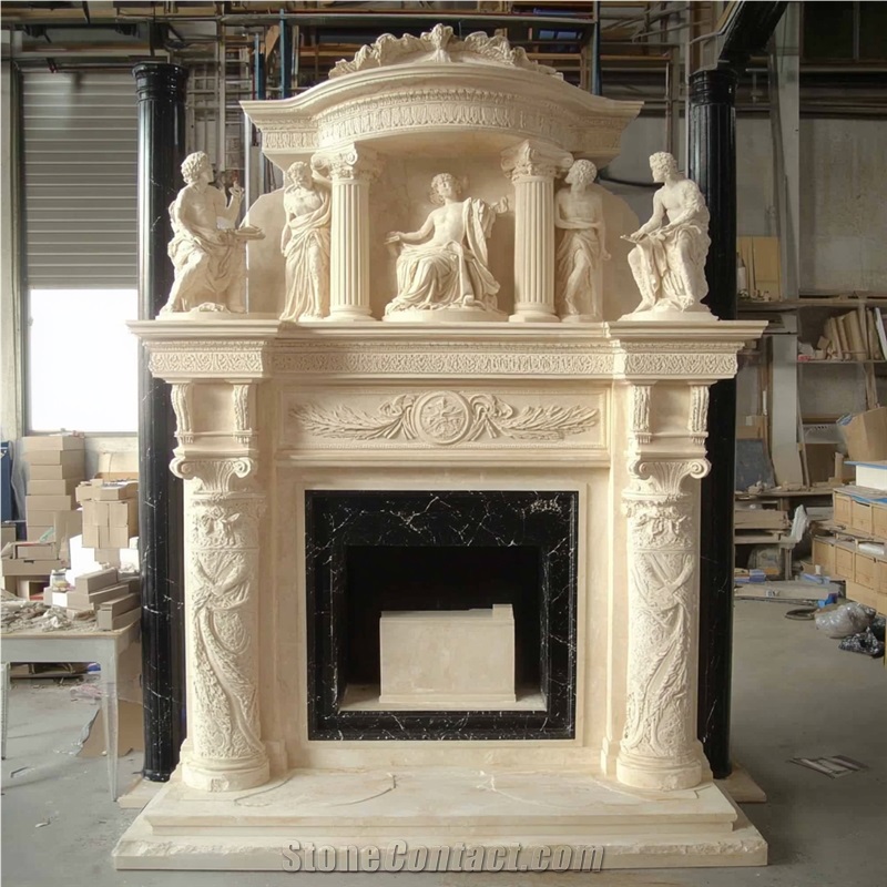 JSY Galala Marble Fireplace Mantel